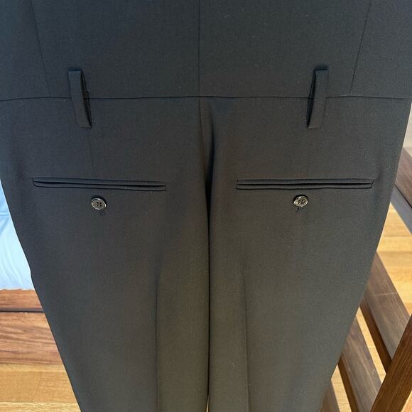 Saint Laurent Tuxedo Jumpsuit size FR 34 Black Wool Leather trim Pants - Picture 4 of 11